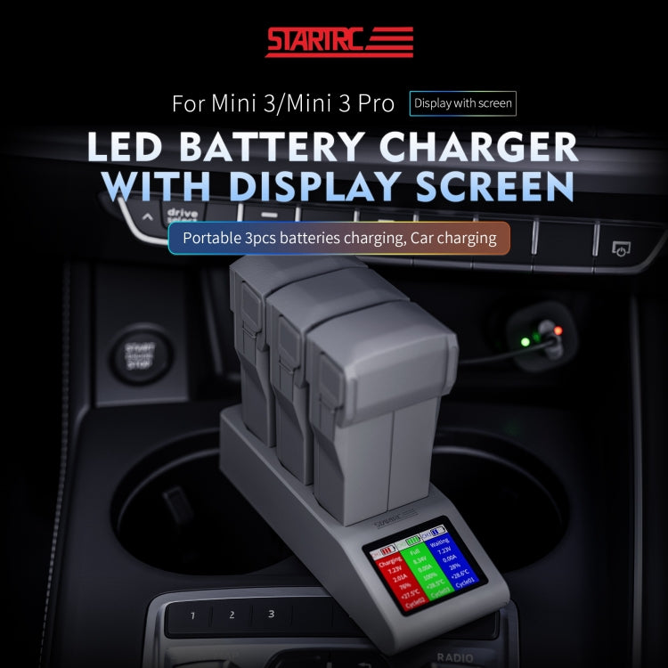 For DJI Mini 4 Pro / Mini 3/ Mini 3 Pro STARTRC 3 in 1 Charging Butler Battery Charger with Screen(Grey) - free shipping - PMC TechLife - Order now!