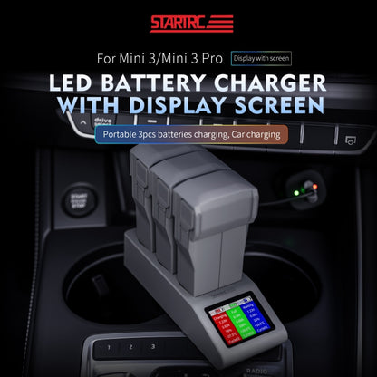 For DJI Mini 4 Pro / Mini 3/ Mini 3 Pro STARTRC 3 in 1 Charging Butler Battery Charger with Screen(Grey) - free shipping - PMC Jewellery - Order now!