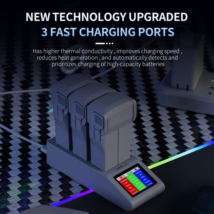 For DJI Mini 4 Pro / Mini 3/ Mini 3 Pro STARTRC 3 in 1 Charging Butler Battery Charger with Screen(Grey) - free shipping - PMC TechLife - Order now!