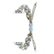 For Apple Watch SE 2023 44mm Paracord Gypsophila Beads Drawstring Braided Watch Band(Rainbow)