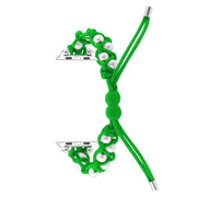 For Apple Watch Series 9 41mm Paracord Gypsophila Beads Drawstring Braided Watch Band(Green)