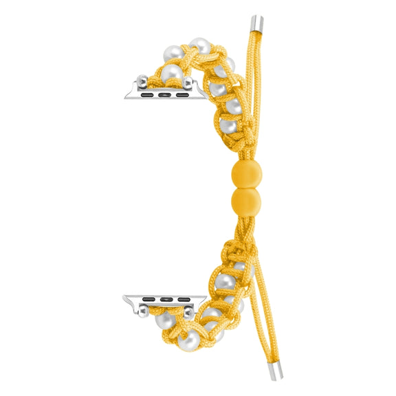 For Apple Watch SE 2022 40mm Paracord Gypsophila Beads Drawstring Braided Watch Band(Yellow)