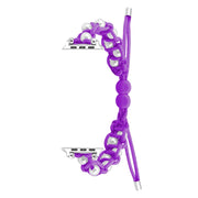 For Apple Watch SE 44mm Paracord Gypsophila Beads Drawstring Braided Watch Band(Purple)