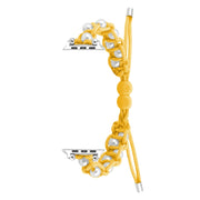 For Apple Watch Series 5 40mm Paracord Gypsophila Beads Drawstring Braided Watch Band(Yellow)