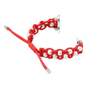 For Apple Watch Series 4 44mm Paracord Gypsophila Beads Drawstring Braided Watch Band(Red)