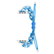 For Apple Watch Series 3 38mm Paracord Gypsophila Beads Drawstring Braided Watch Band(Blue)