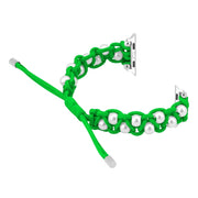 For Apple Watch Series 3 42mm Paracord Gypsophila Beads Drawstring Braided Watch Band(Green)