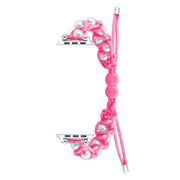 For Apple Watch Series 2 42mm Paracord Gypsophila Beads Drawstring Braided Watch Band(Pink)