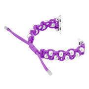 For Apple Watch Series 2 38mm Paracord Gypsophila Beads Drawstring Braided Watch Band(Purple)