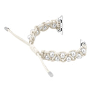 For Apple Watch 42mm Paracord Gypsophila Beads Drawstring Braided Watch Band(White)