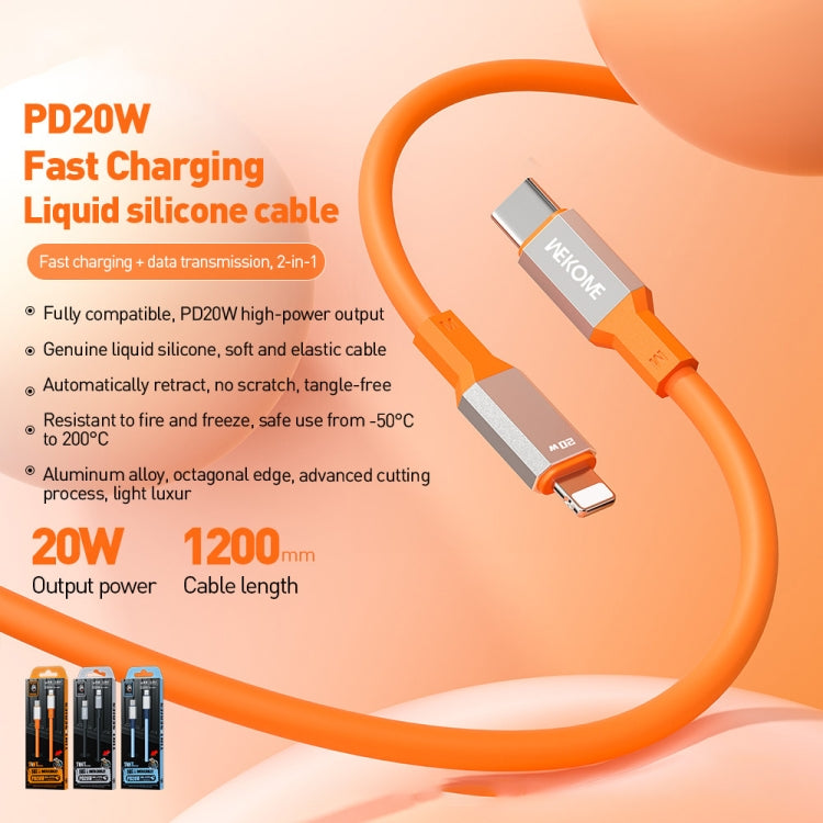 WK WDC-17 PD 20W USB-C/Type-C to 8 Pin Silicone Data Cable, Length: 1.2m(Black) - 2 in 1 Cable by WK | Online Shopping South Africa | PMC TechLife | Buy Now Pay Later Mobicred