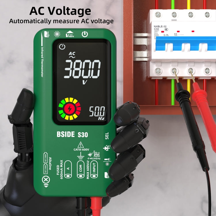 BSIDE S30 Smart Color Screen Infrared Temperature Measurement Multimeter(Green)
