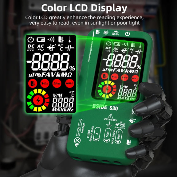 BSIDE S30 Smart Color Screen Infrared Temperature Measurement Multimeter(Green)