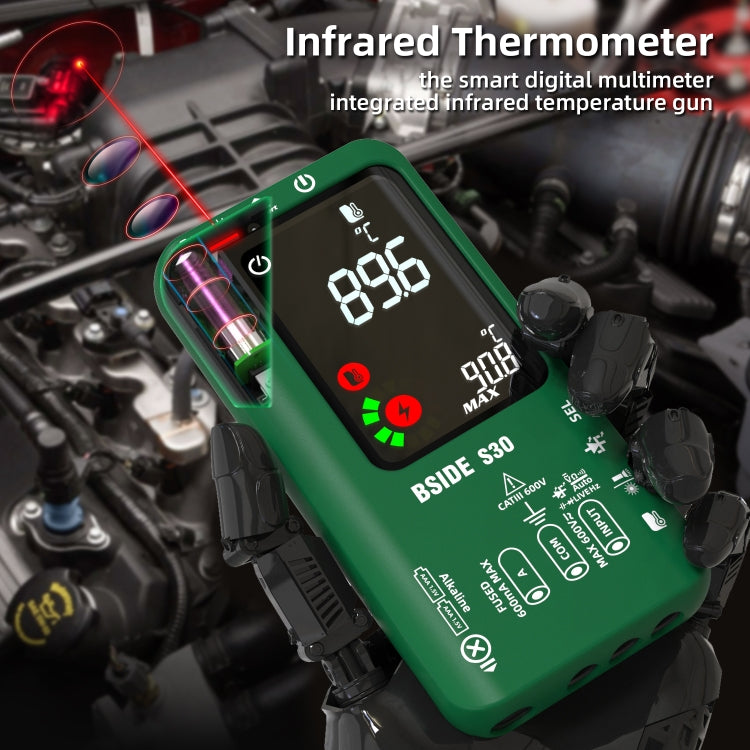 BSIDE S30 Smart Color Screen Infrared Temperature Measurement Multimeter(Green)