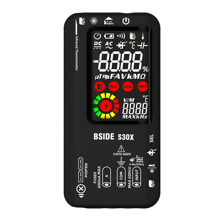BSIDE S30X Smart Color Screen Infrared Temperature Measurement Multimeter(Black)