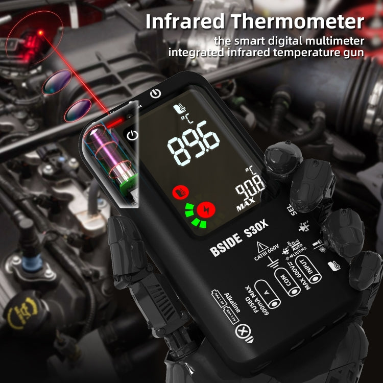BSIDE S30X Smart Color Screen Infrared Temperature Measurement Multimeter(Black)