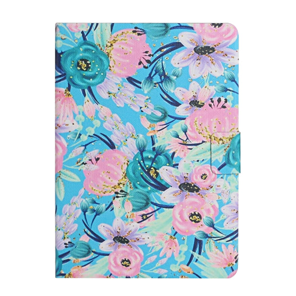 For Samsung Galaxy Tab A9 Flower Pattern Horizontal Flip PU Tablet Case with Sleep / Wake-up Function(Pink Flower)