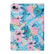 For Samsung Galaxy Tab A9 Flower Pattern Horizontal Flip PU Tablet Case with Sleep / Wake-up Function(Pink Flower)