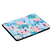 For Samsung Galaxy Tab A9 Flower Pattern Horizontal Flip PU Tablet Case with Sleep / Wake-up Function(Pink Flower)