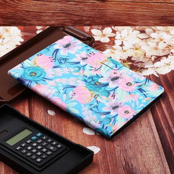 For Samsung Galaxy Tab A9 Flower Pattern Horizontal Flip PU Tablet Case with Sleep / Wake-up Function(Pink Flower)