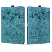 For Amazon Kindle Scribe 10.2 2022 Cartoon Sakura Cat Embossed Smart Leather Tablet Case(Green)