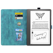 For Amazon Kindle Scribe 10.2 2022 Cartoon Sakura Cat Embossed Smart Leather Tablet Case(Green)