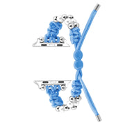 For Apple Watch SE 2023 40mm Paracord Row Beads Drawstring Braided Watch Band(Blue)