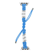 For Apple Watch SE 2023 40mm Paracord Row Beads Drawstring Braided Watch Band(Blue)