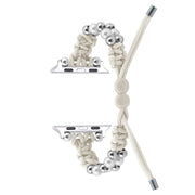 For Apple Watch Ultra 2 49mm Paracord Row Beads Drawstring Braided Watch Band(White)