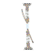 For Apple Watch Series 9 41mm Paracord Row Beads Drawstring Braided Watch Band(Rainbow)