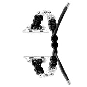For Apple Watch Series 3 38mm Paracord Row Beads Drawstring Braided Watch Band(Black)