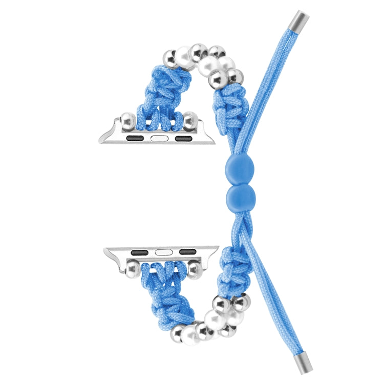 For Apple Watch 42mm Paracord Row Beads Drawstring Braided Watch Band(Blue) - Watch Bands by PMC TechLife | Online Shopping South Africa | PMC TechLife