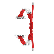 For Apple Watch 38mm Paracord Row Beads Drawstring Braided Watch Band(Red)