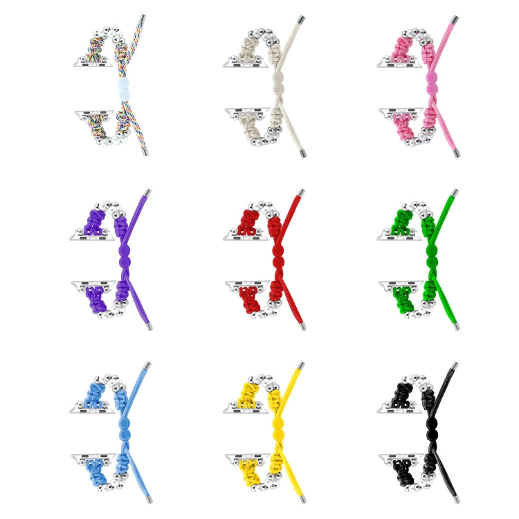 For Apple Watch Series 5 40mm Paracord Row Beads Drawstring Braided Watch Band(Pink)