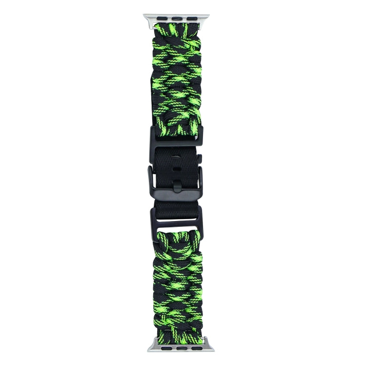 For Apple Watch SE 2023 44mm Paracord Plain Braided Webbing Buckle Watch Band(Black Green) - free shipping - PMC TechLife - Order now!