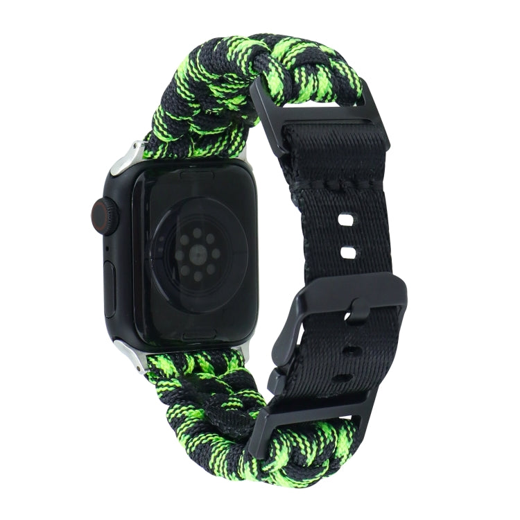 For Apple Watch SE 2023 44mm Paracord Plain Braided Webbing Buckle Watch Band(Black Green) - free shipping - PMC TechLife - Order now!