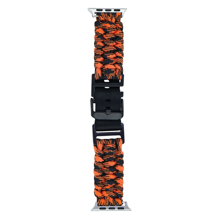 For Apple Watch SE 2022 44mm Paracord Plain Braided Webbing Buckle Watch Band(Black Orange) - free shipping - PMC TechLife - Order now!