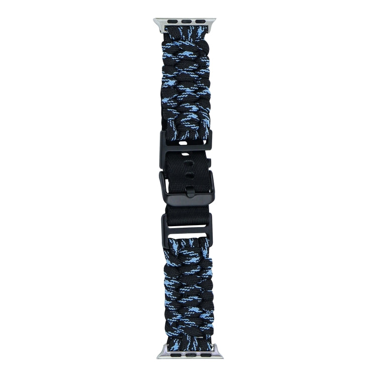 For Apple Watch Series 7 41mm Paracord Plain Braided Webbing Buckle Watch Band(Black Blue) - free shipping - PMC TechLife - Order now!