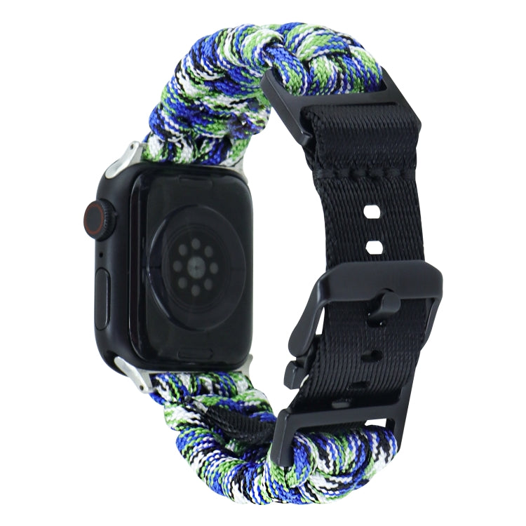 For Apple Watch Series 5 40mm Paracord Plain Braided Webbing Buckle Watch Band(Blue Green) - free shipping - PMC TechLife - Order now!