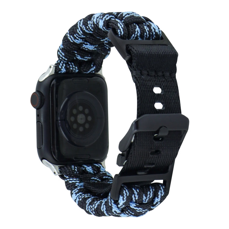 For Apple Watch Series 3 38mm Paracord Plain Braided Webbing Buckle Watch Band(Black Blue) - free shipping - PMC TechLife - Order now!