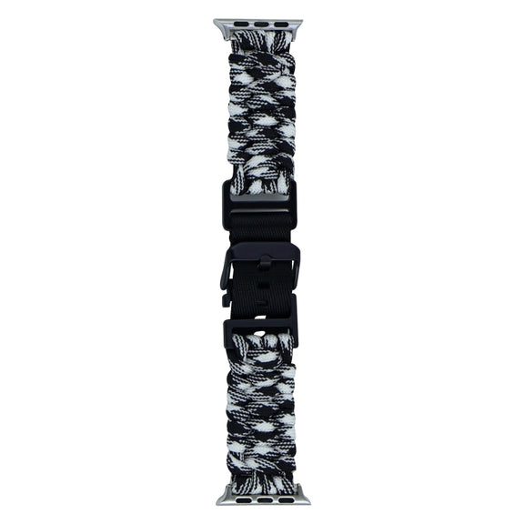 For Apple Watch Series 2 42mm Paracord Plain Braided Webbing Buckle Watch Band(Black White)