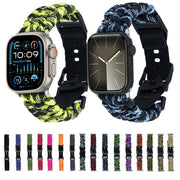 For Apple Watch SE 2023 44mm Paracord Plain Braided Webbing Buckle Watch Band(Red)