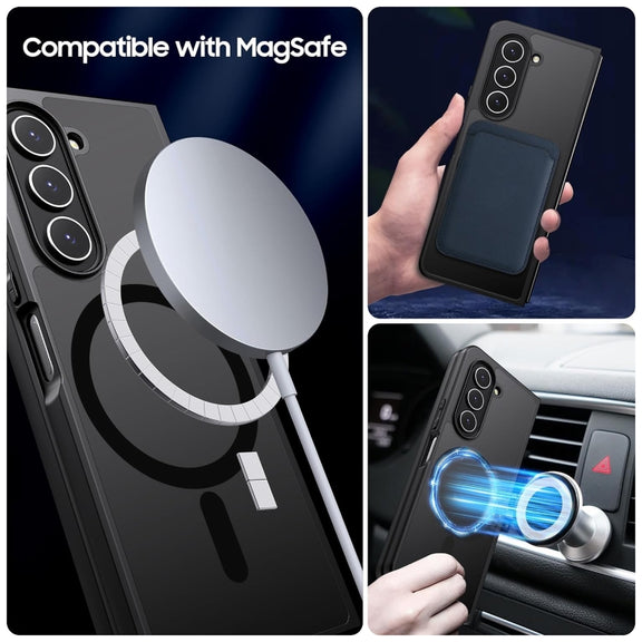 For Samsung Galaxy Z Fold4 MagSafe Ultra-thin Translucent PC+TPU Phone Case(Black)