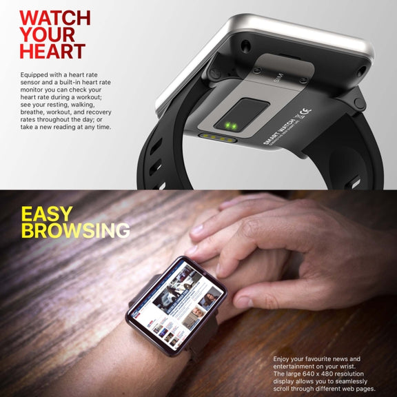 DM100 2.86 inch IPS Full Screen Smart Sport Watch, Support Independent Card Insertion / Multiple Sports Modes / Heart Rate Monitoring / Step Counting, Memory:RAM 3GB+ROM 32GB(Tarnish)