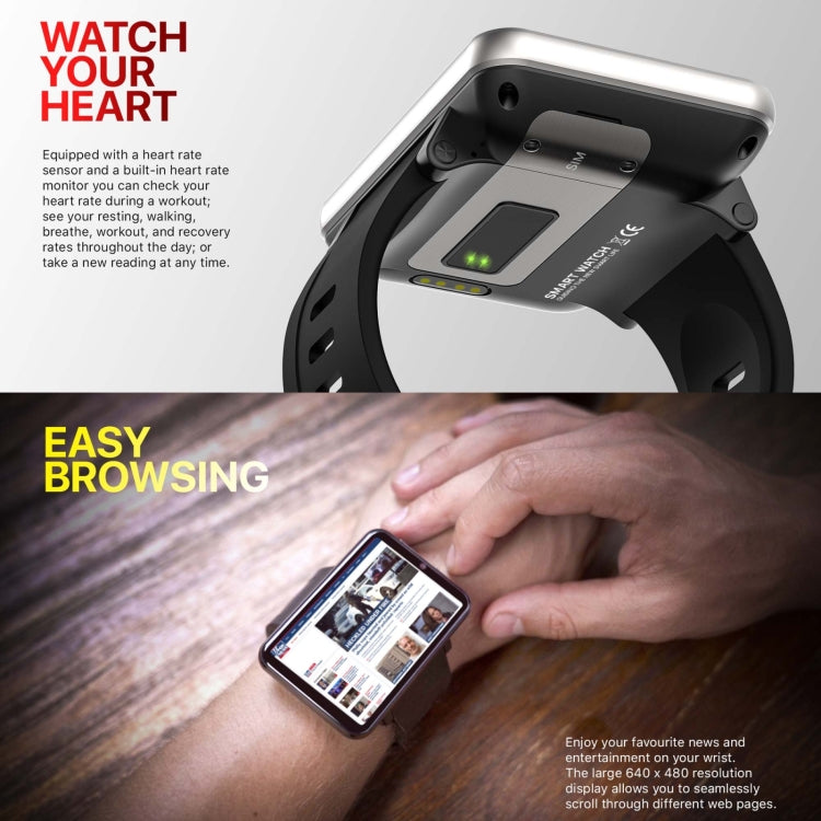 DM100 2.86 inch IPS Full Screen Smart Sport Watch, Support Independent Card Insertion / Multiple Sports Modes / Heart Rate Monitoring / Step Counting, Memory:RAM 3GB+ROM 32GB(Tarnish)