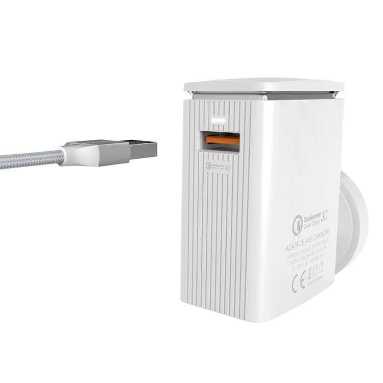 LDNIO A1301Q 2 in 1 18W QC3.0 USB Interface Travel Charger Mobile Phone Charger with 8 Pin Data Cable, UK Plug - USB Charger by LDNIO | Online Shopping South Africa | PMC Jewellery | Buy Now Pay Later Mobicred