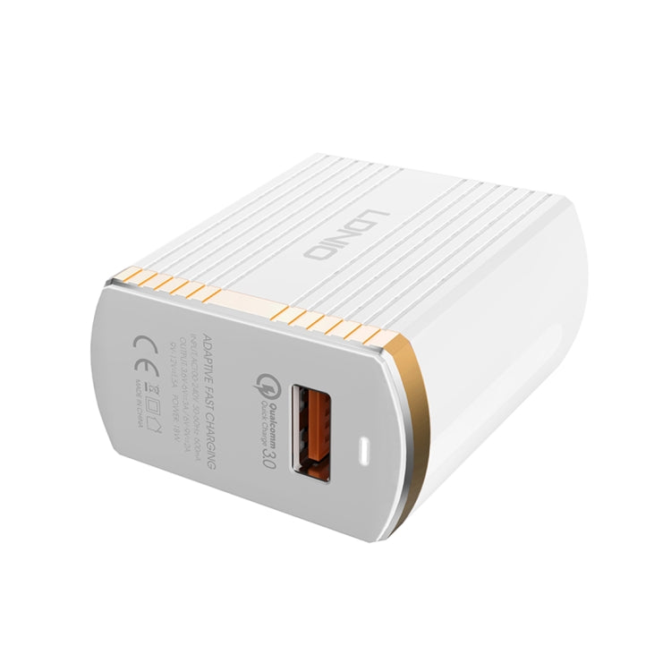 LDNIO A1302Q 2 in 1 18W QC3.0 USB Interface Grid Shape Travel Charger Mobile Phone Charger with Type-C / USB-C Data Cable, UK Plug - free shipping - PMC TechLife - Order now!