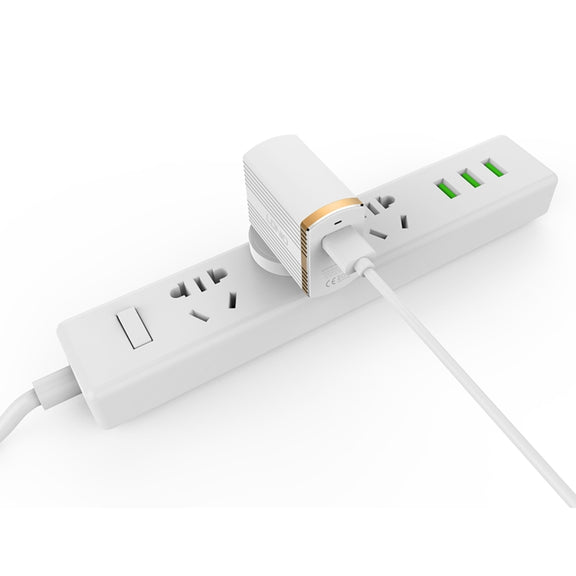 LDNIO A1302Q 2 in 1 18W QC3.0 USB Interface Grid Shape Travel Charger Mobile Phone Charger with Micro USB Data Cable, UK Plug