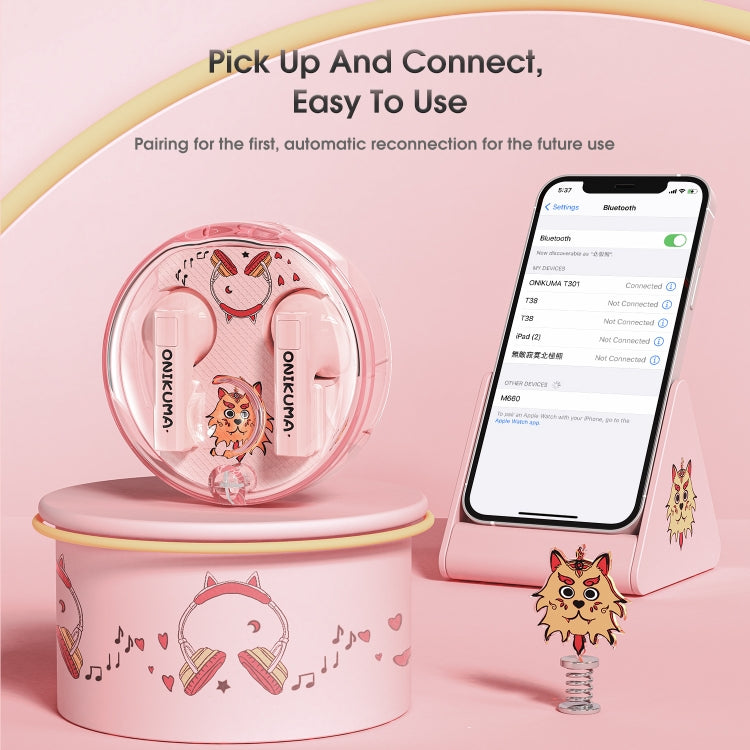 ONIKUMA T301 Transparent Cartoon Wireless Bluetooth Earphone(Pink) - free shipping - PMC TechLife - Order now!