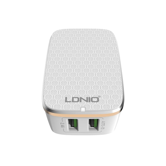 LDNIO A2204 2 in 1 12W Dual USB Interface Travel Charger Mobile Phone Charger with Type-C / USB-C Data Cable, US Plug